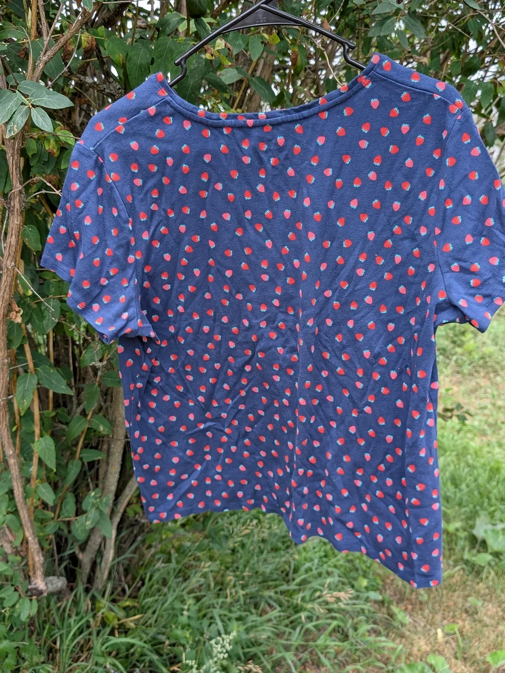 croft & barrow Navy Short Sleeve Tee with Strawberry Print